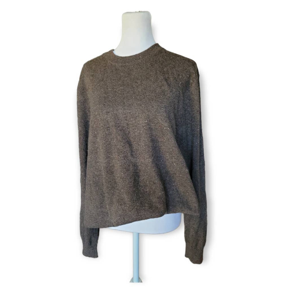 QI Cashmere Cashmere Fall Neutral Long Sleeve Sweater Size Large Brown